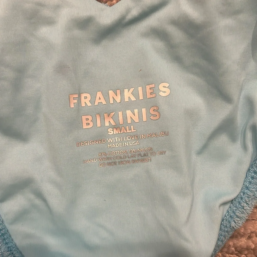 Frankie's Bikinis Enzo Terry Jacquard Bikini bottom in Blue Isle S